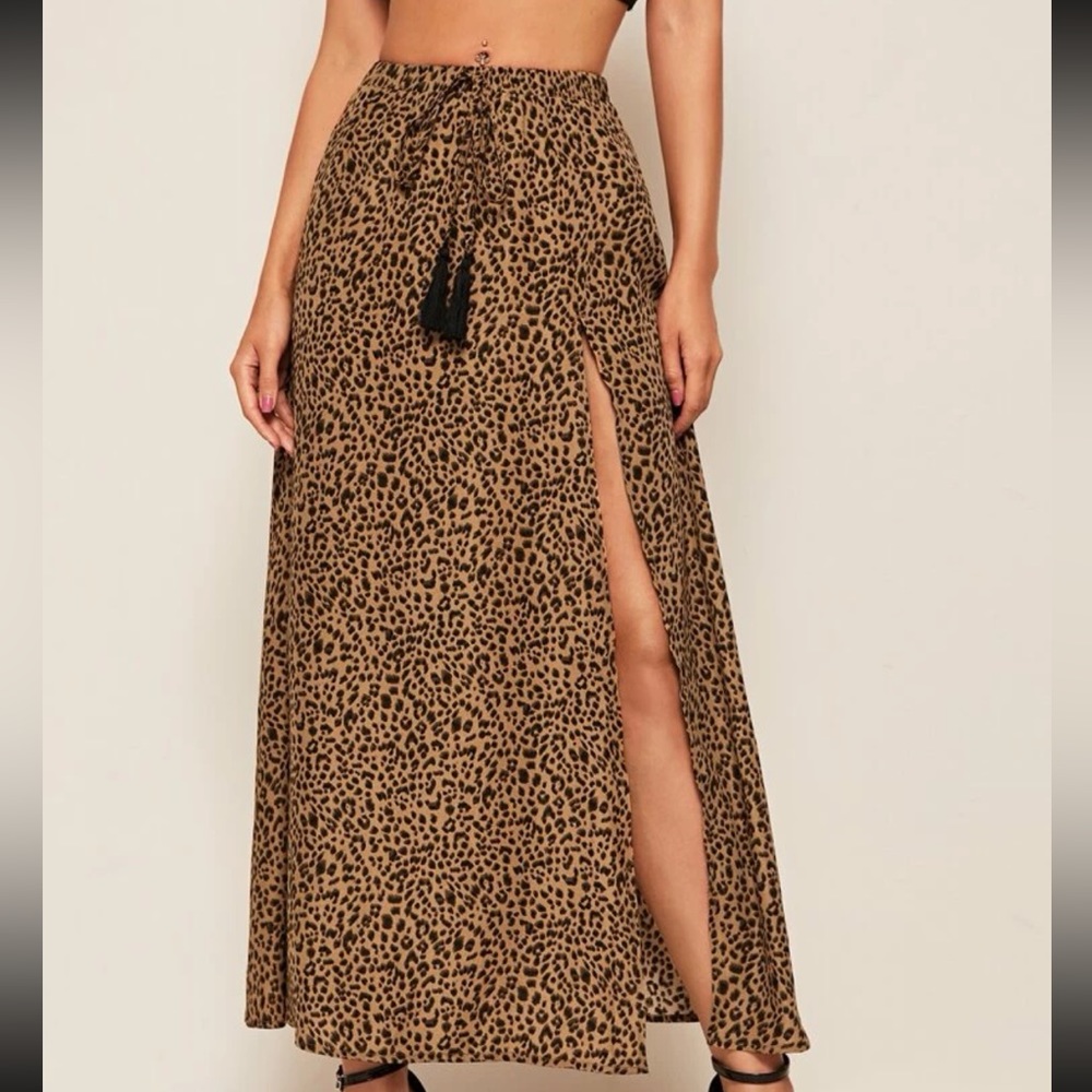Leopard Split Leg Skirt